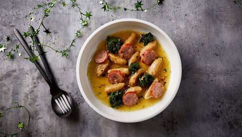 Gnocchi με Καπνιστό Λουκάνικο και Kale