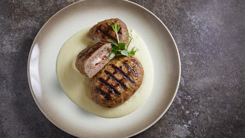 Μπιφτέκι Γεμιστό με Πουρέ Πατάτας